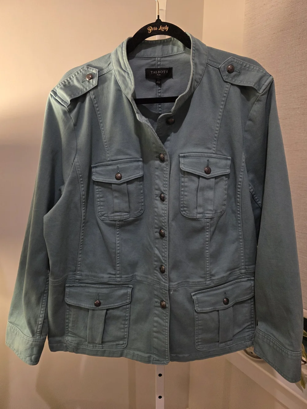 Talbots Utility Button-Front Jacket in Sage Green Size 2X - Picture 4 of 16